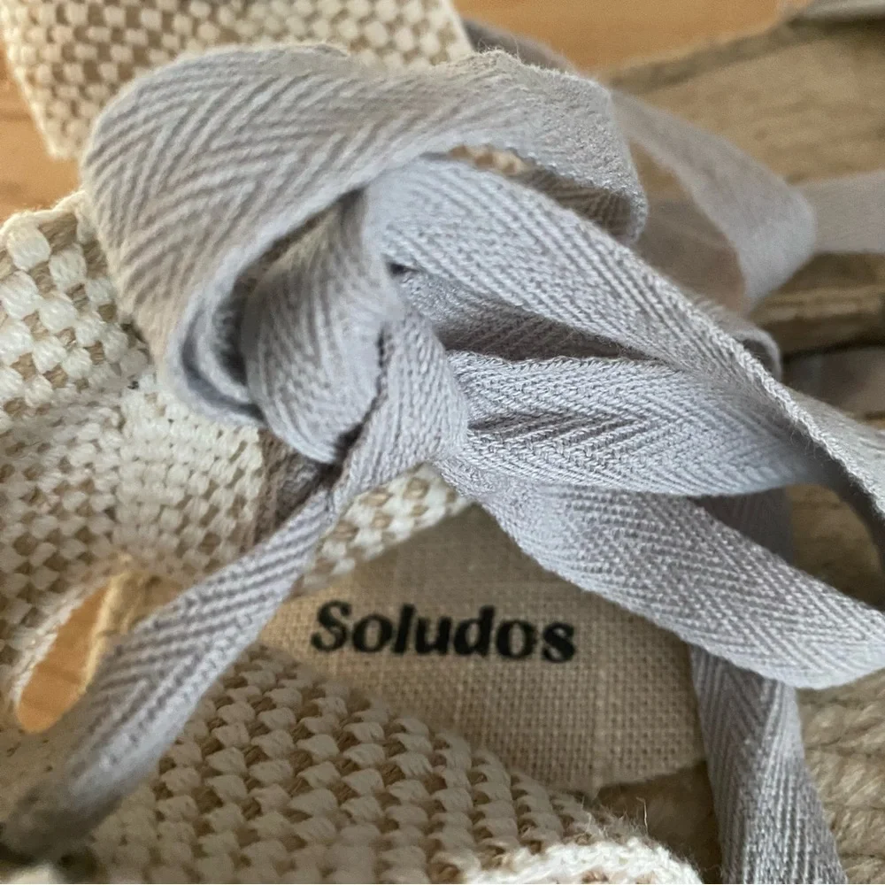 Soludos Gray Lauren Lace Up Espadrille Shoes 9.5